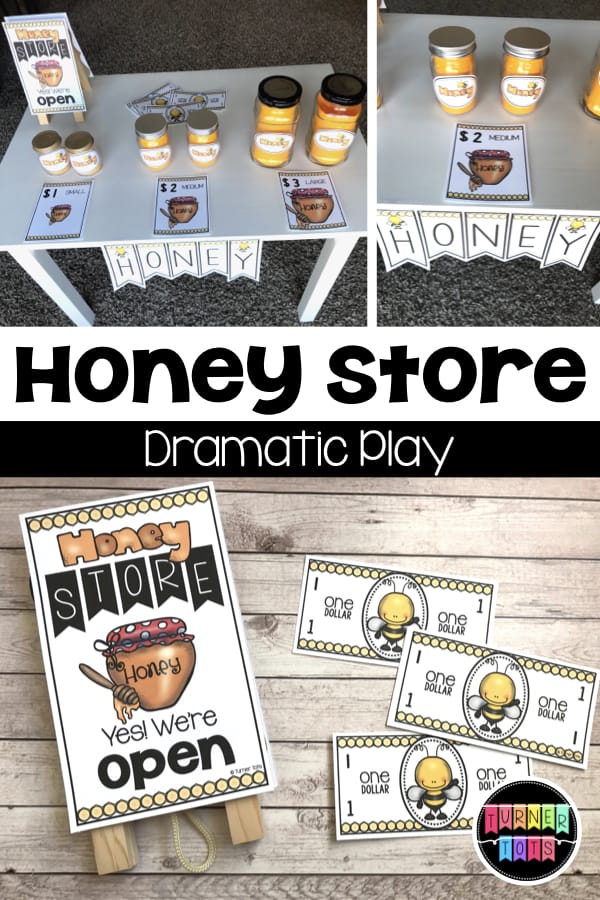 Honey Store Dramatic Play | Buy and sell different sized jars of honey with this bee themed dramatic play center!