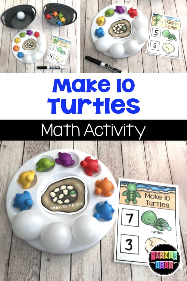 Make 10 Turtles Math Activity | Count the turtles and eggs into the paint palette with this ocean themed preschool activity that builds number sense!