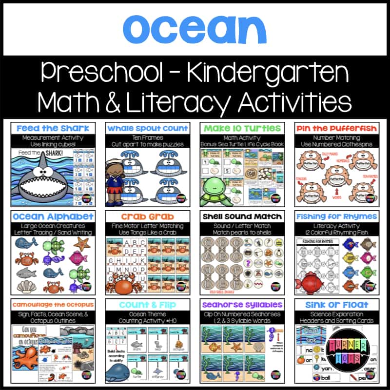 Ocean Preschool Bundle Unit with math, literacy, and science activities.