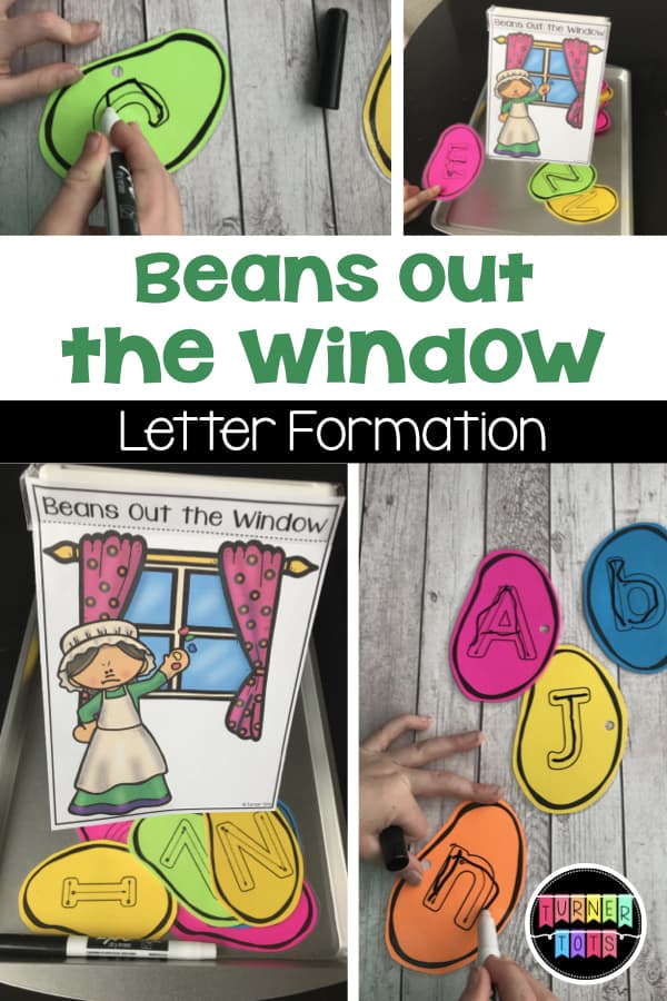 Beans Out the Window | Practice some letter formation or letter matching with this fun preschool activity for Jack and the Beanstalk.