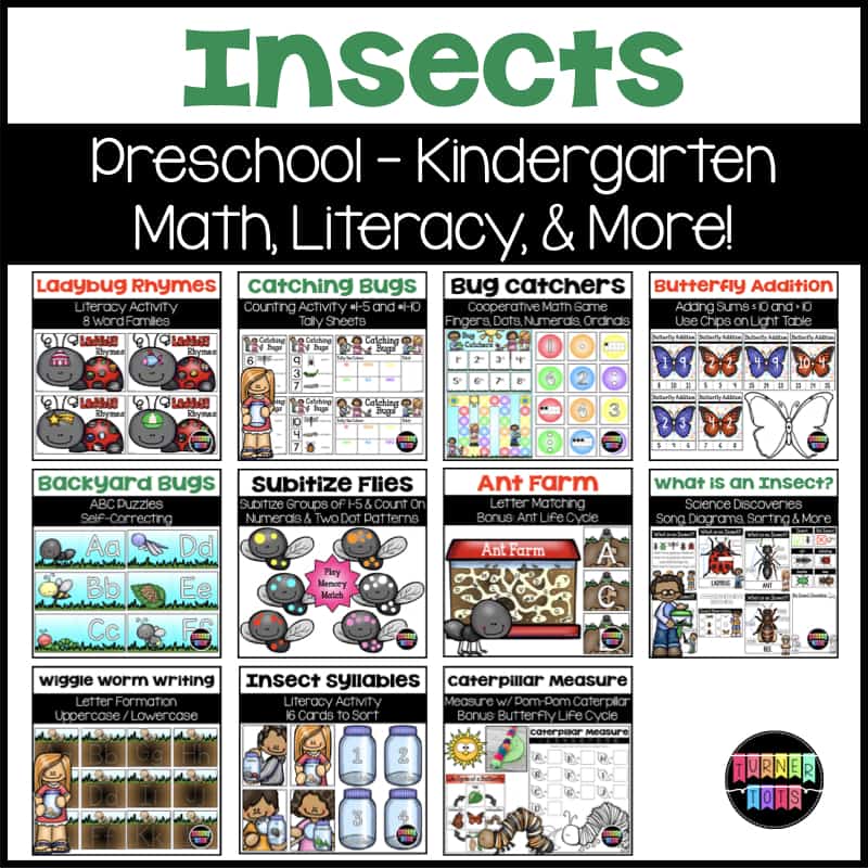 Insects Bundle with math, literacy, and science activities for preschool-kindergarten. 