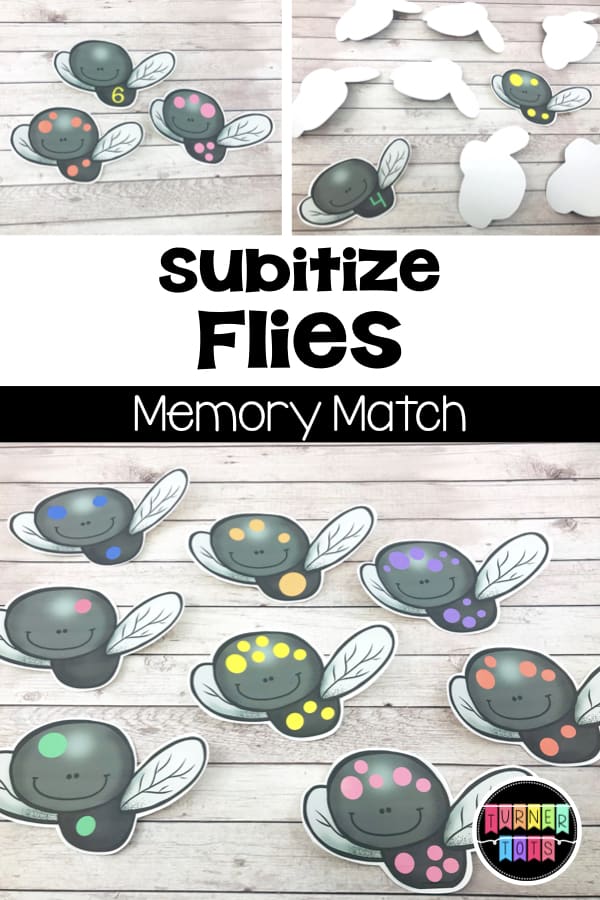 Subitize Flies Memory Match | Match flies with dots to numerals for counting practice during your insect / bug preschool theme.