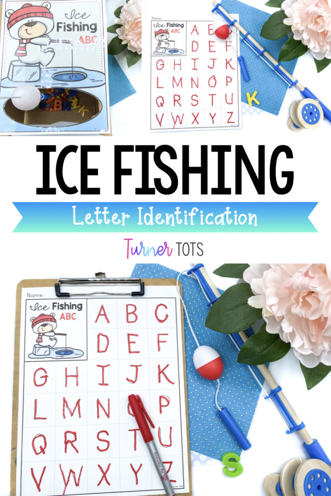 Ice Fishing ABC includes pictures of magnetic letters in a box for preschoolers to fish out and write the letters on the recording sheet.