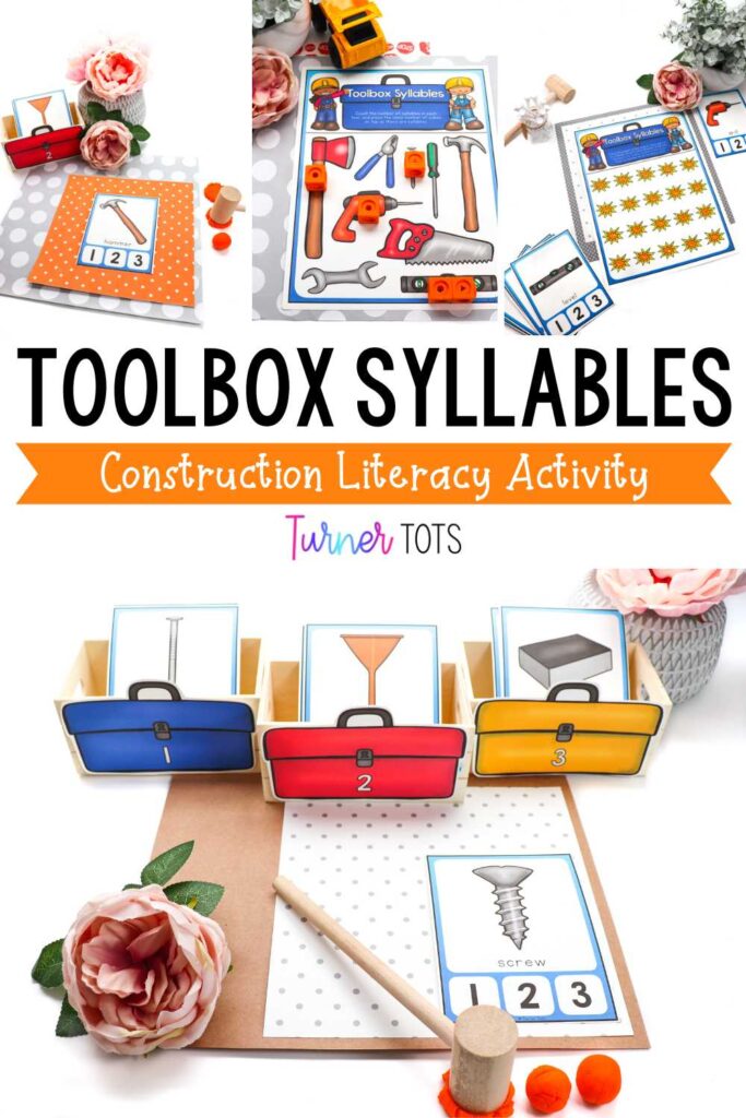 Numbered toolboxes for preschoolers to sort tool cards by the number of syllables in each word. This also includes a one-page printout with tools for students to count and snap cubes on top to show the number of syllables.