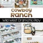 Cowboy Ranch Dramatic Play | stick pony, cowboy chores checklist, cowboy journal, pretend fire, cowboy gear diagram