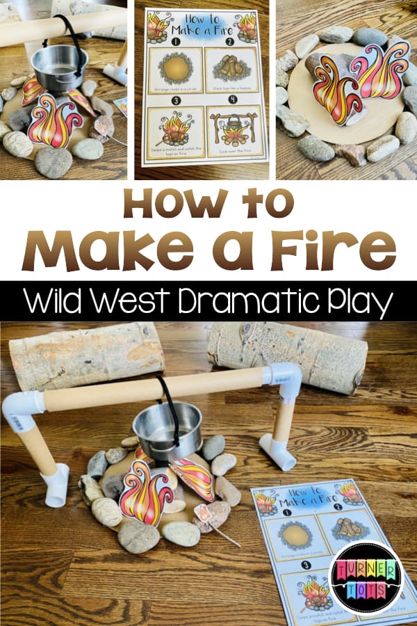How to Make a Fire - Pictures of a pretend fire with rocks, logs, and flame printouts. Directions on how to make a fire.