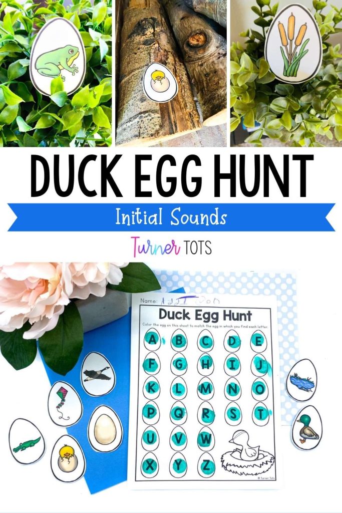 Duck initial sound activity with eggs hidden around the room.