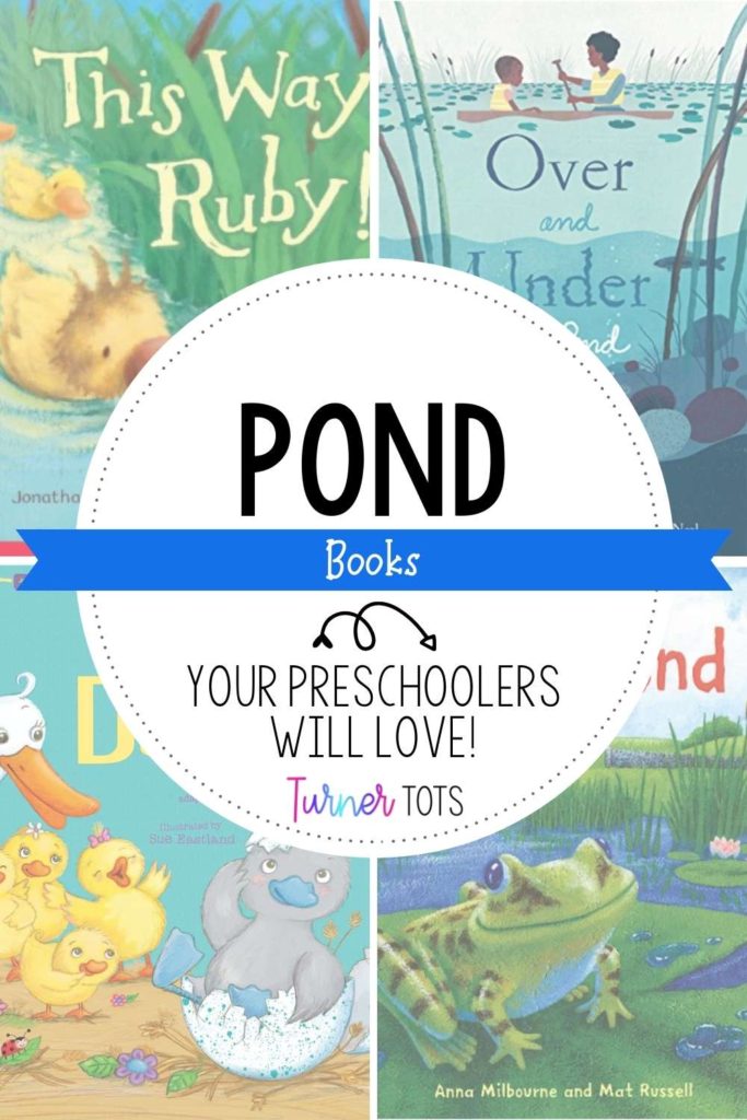 Pond books for preschoolers including This Way, Ruby!; Over and Under the Pond; The Ugly Duckling; and In the Pond.