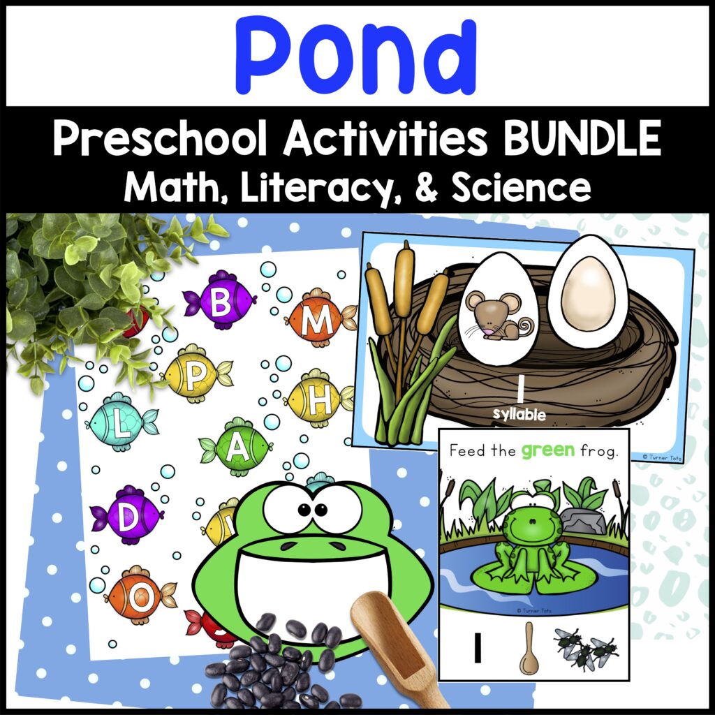 Pond preschool activities include alphabet, math, and science centers.