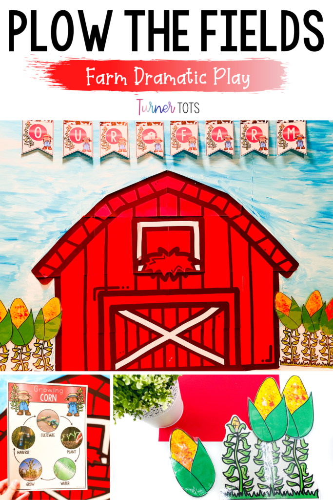 This farm dramatic play includes a barn printout with corn crafts with Velcro to attach to the field. There's also a growing corn cycle sheet to help preschoolers learn about farming.