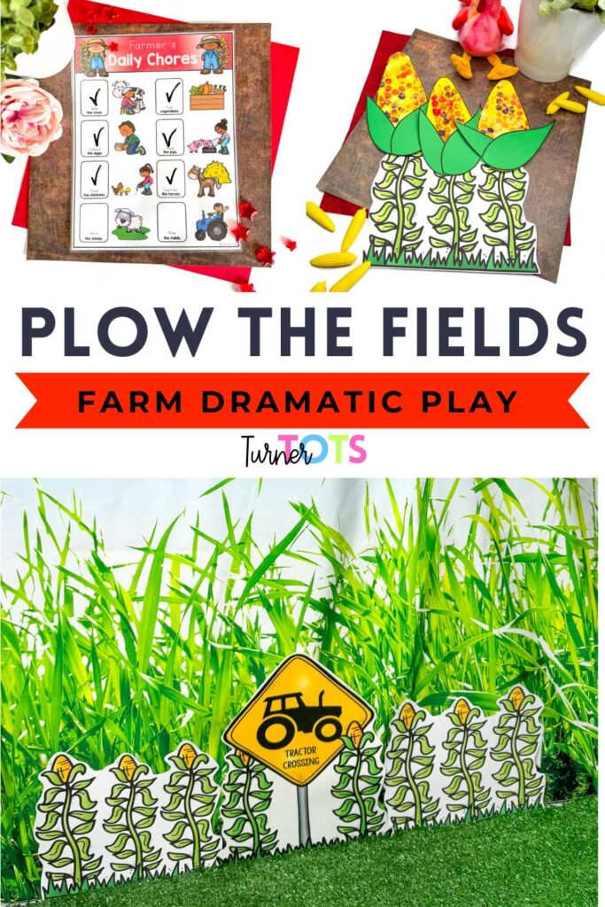 This farm dramatic play includes corn crafts with Velcro to attach to the field. There's also a growing corn cycle sheet to help preschoolers learn about farming.