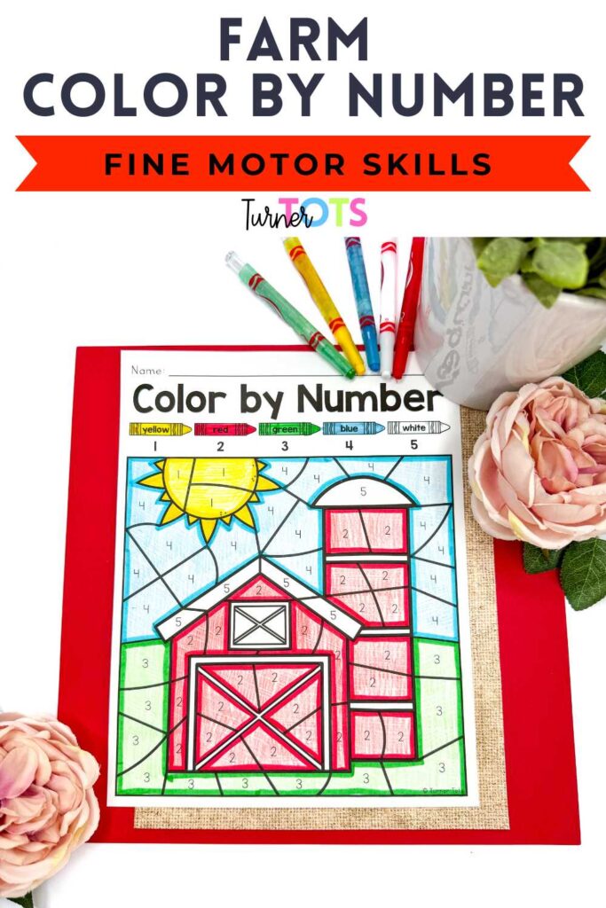 Farm Color by Number with a picture of a barn.
