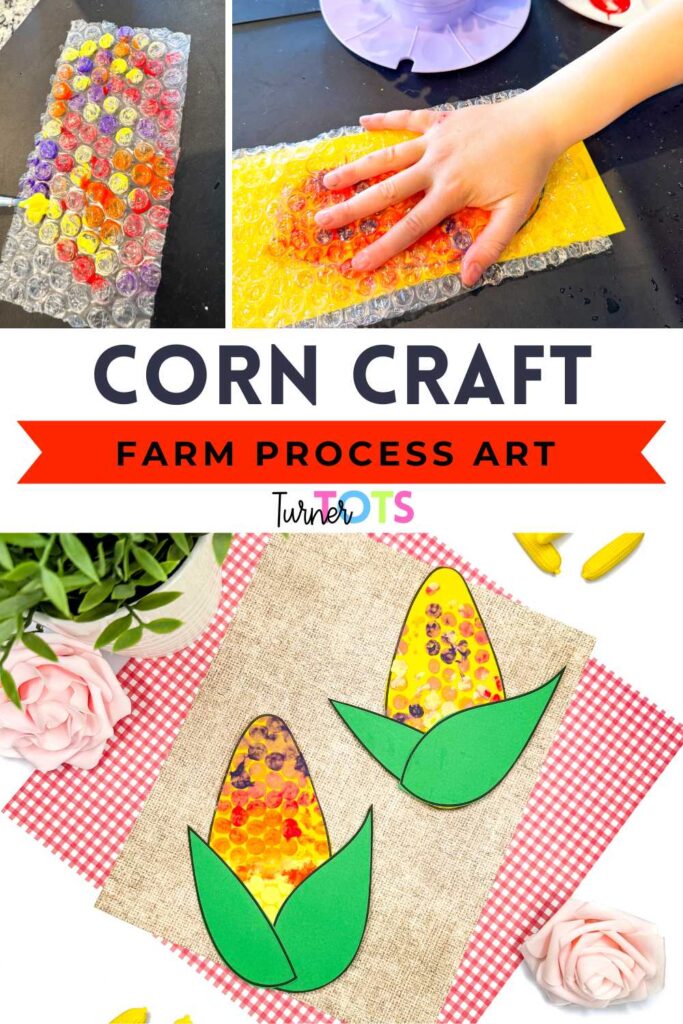 Corn crafts are made by painting and stamping on bubble wrap.