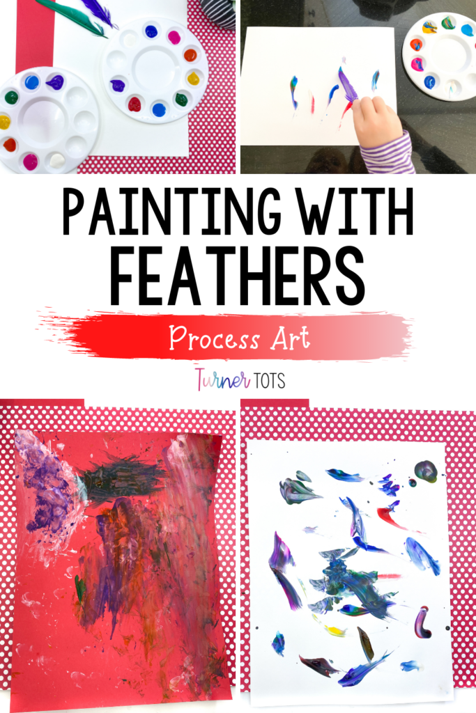 This farm art activity includes painting with feathers to incorporate process art into a farm preschool theme.