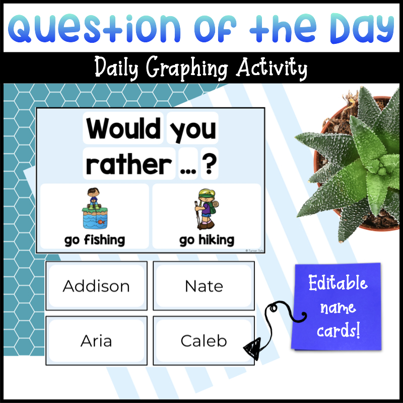 Question of the Day cover for a daily graphing preschool activity.