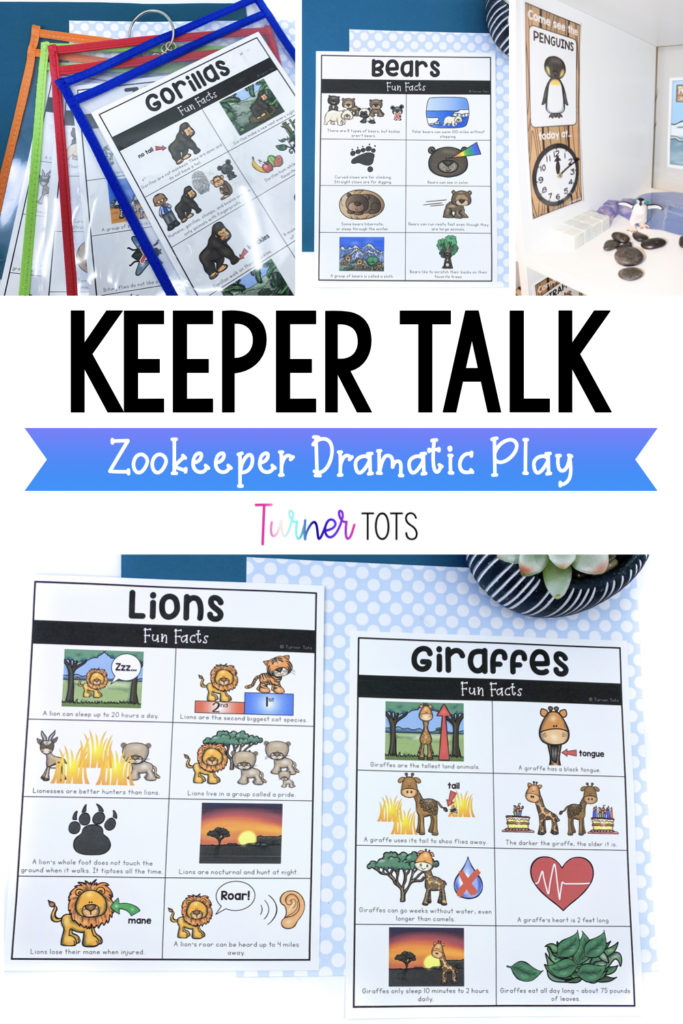 Zookeeper talk with visual fact sheets for kids to use during play.