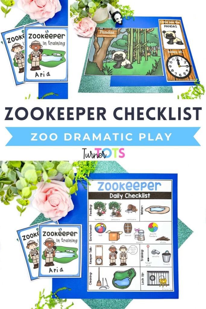 Zookeeper checklist and name tags for zoo dramatic play.
