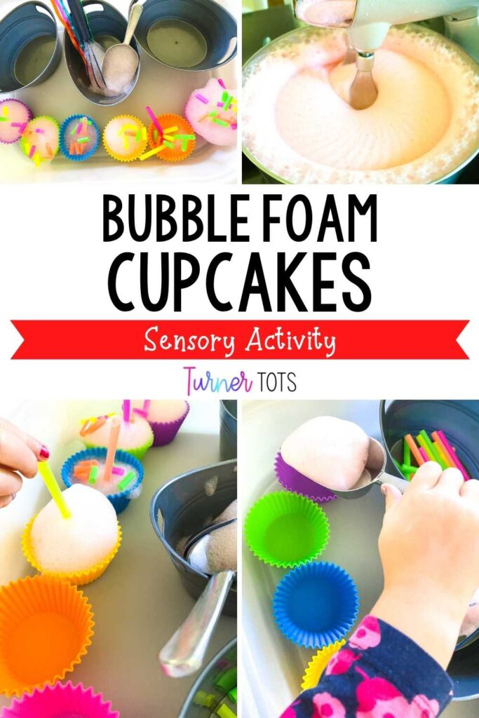 One of our all about me fine motor activities includes making cupcakes with bubble foam, silicone cupcake liners, and cut up straws as sprinkles and candles.