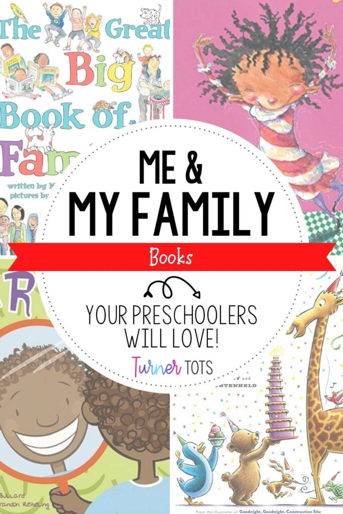 All about me and my family books include The Great Big Book of Families by Mary Hoffman, Ten Rules of the Birthday Wish by Beth Ferry, I Like Myself by Karen Beaumont, and Marvelous Me by Lisa Bullard.