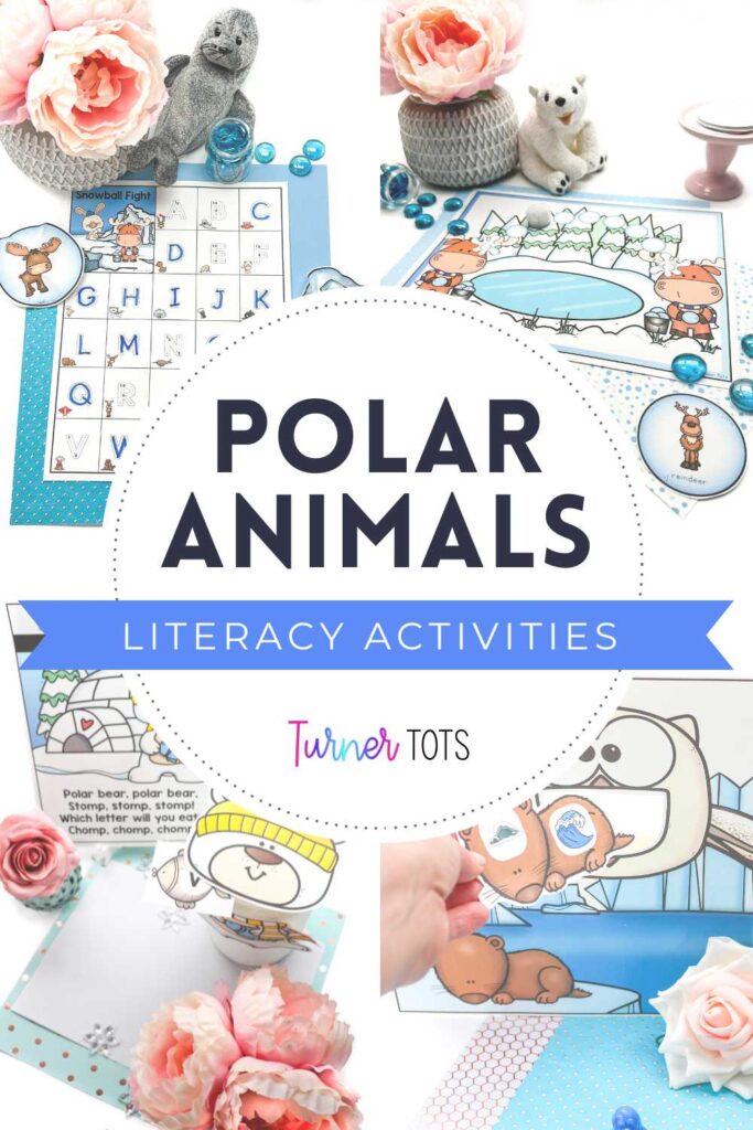 Arctic animals preschool activities include a polar bear alphabet game, a moose counting syllables game, an arctic animals initial sound snowball fight, and a snowy owl rhyming activity.
