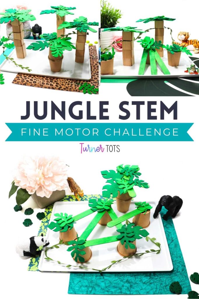 Provide preschoolers with small brown cups, green popsicle sticks, felt leaves, and vines for them to create a jungle.