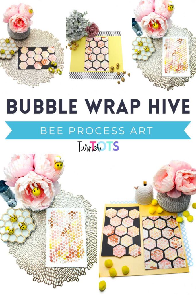 Bubble wrap hives are made by painting bubble wrap and stamping onto paper.