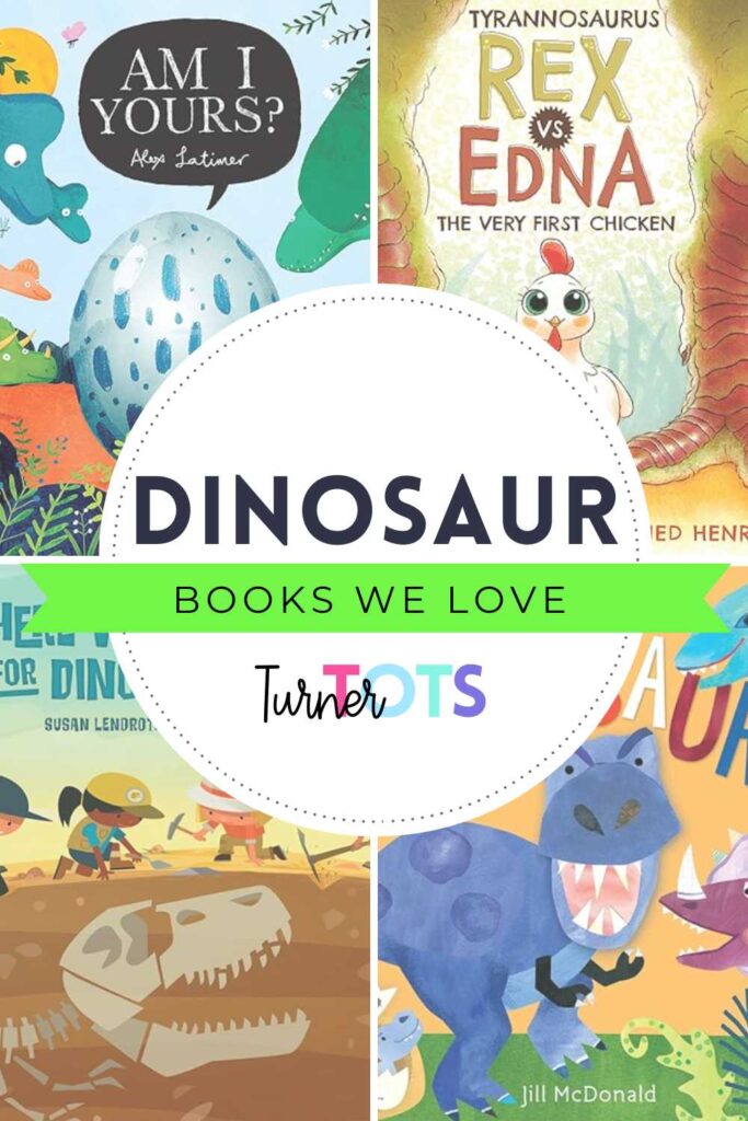 Dinosaur books for preschoolers include Hello, World! Dinosaurs by Jill McDonald, Am I Yours? by Alex Latimer, Tyrannosaurus Rex vs. Edna by Douglas Rees, and Here We Go Digging for Dinosaur Bones by Susan Lendroth.