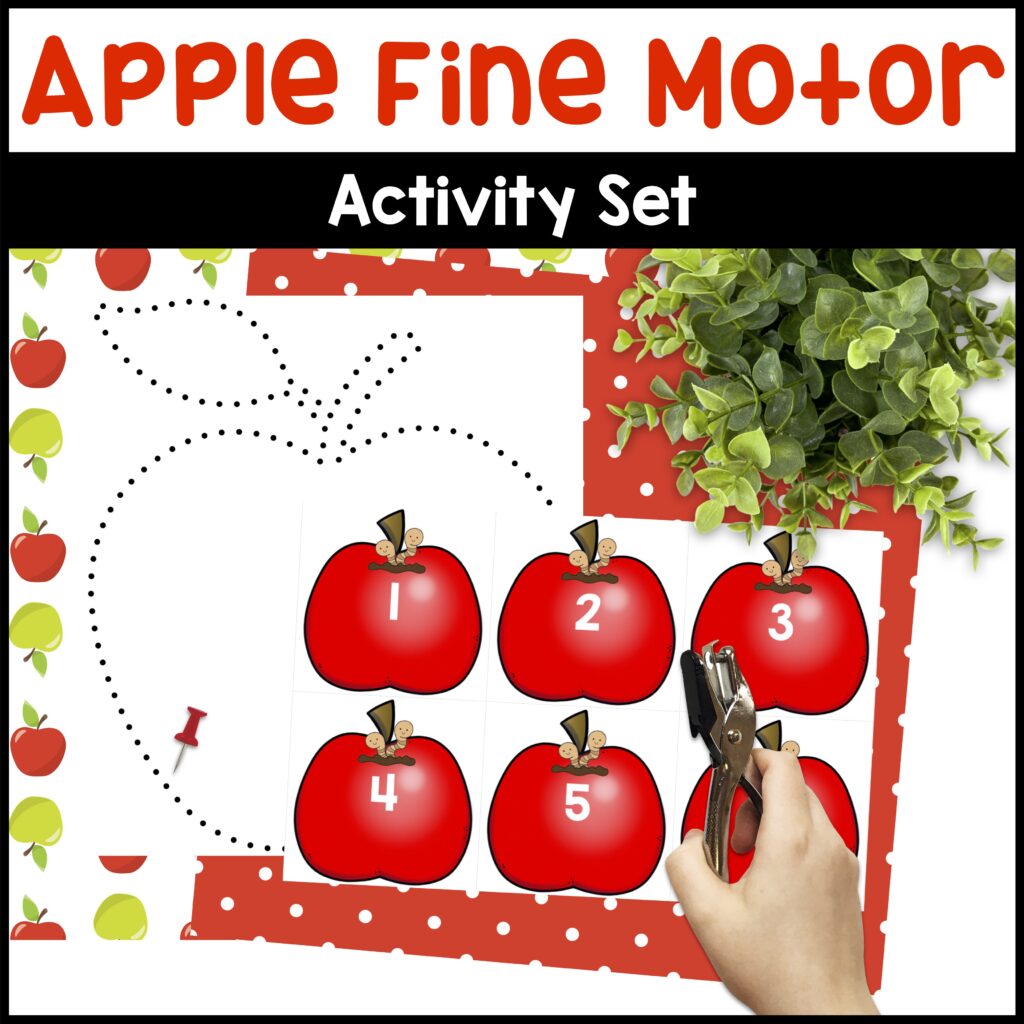 Apple Fine Motor Activities - Apple Shapes Play Dough Mats - Apple Tree STEM