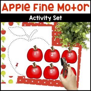 Apple Fine Motor Activities - Apple Shapes Play Dough Mats - Apple Tree STEM