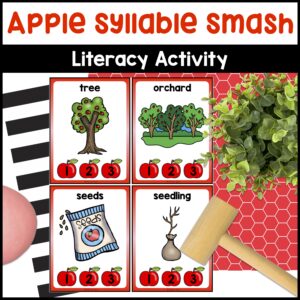 Apple Syllable Activity for Apple Literacy Centers - Counting Syllables Game