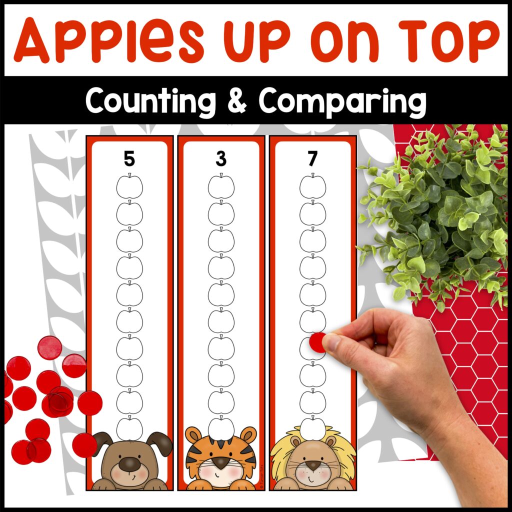 Apples Up on Top Counting Game & Comparing Numbers Activity - Apple Math Center
