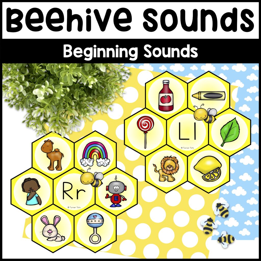 Beehive Sounds Beginning Sounds Activity for Bee Literacy Centers - Initial Sounds Mats