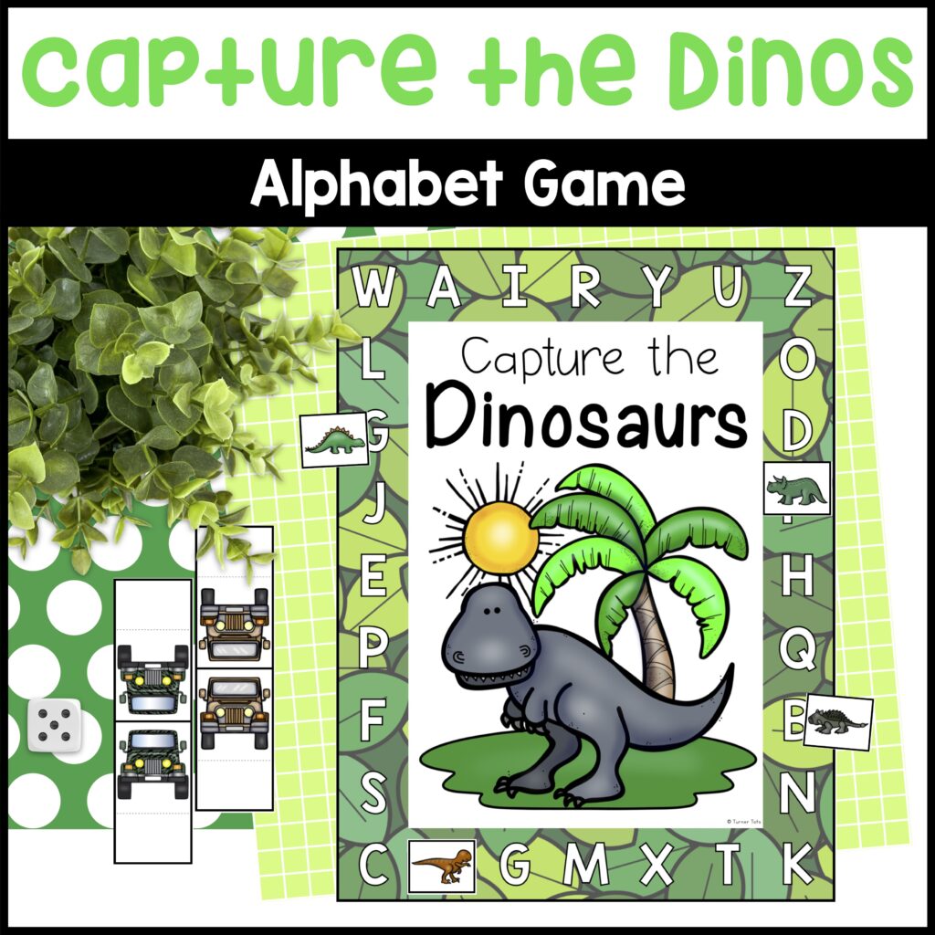 Capture the Dinos Alphabet Game - Dinosaur Letter Identification Activity