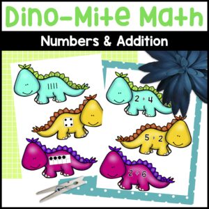 Dinosaur Number Match Activity & Dinosaur Addition Facts Math Center