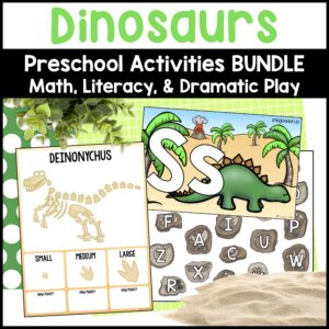Dinosaur Activities Preschool Math, Alphabet, & Paleontologist Dramatic Play