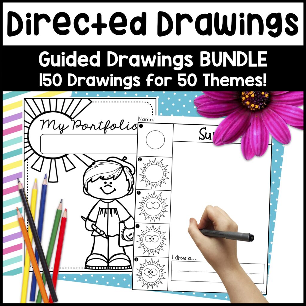 Directed Drawing Prompts for Kids, How to Draw Worksheets Monthly Art Activities