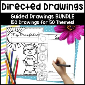 Directed Drawing Prompts for Kids, How to Draw Worksheets Monthly Art Activities