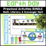 Earth Day Activities for Preschoolers - Recycling Sort Alphabet Math Scavenger Hunt