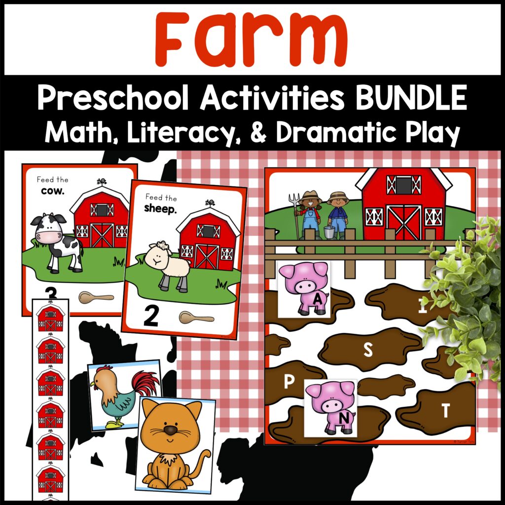 Farm Theme Activities for Preschoolers - Alphabet Math and Farm Dramatic Play Centers