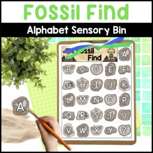 Dinosaur Alphabet Sensory Bin Activities –  Fossil Letter Matching Preschool Dino Bones Center