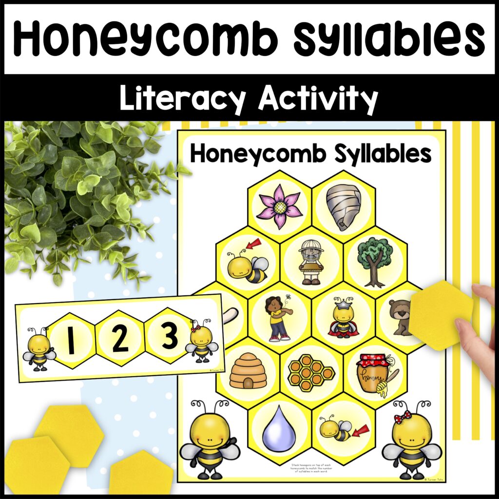 Bee Syllables Literacy Activity - Bee Counting Syllables Game Literacy Center