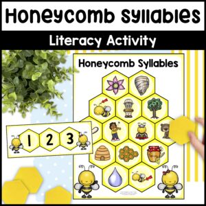 Bee Syllables Literacy Activity – Bee Counting Syllables Game Literacy Center