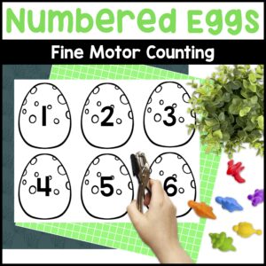 Numbered Eggs Dinosaur Counting Activity for Fine Motor Skills