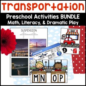 Transportation Activities for Preschoolers- Math, Alphabet, & Airport Dramatic Play