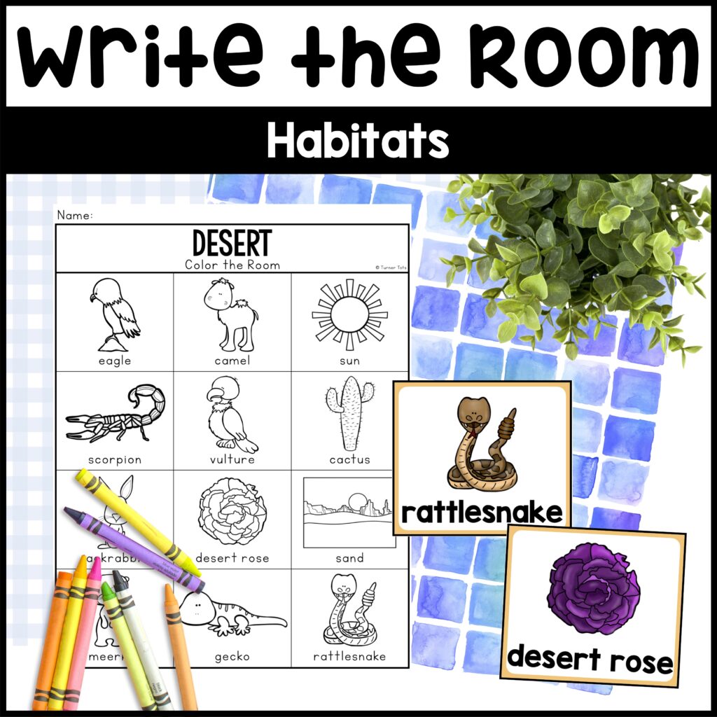 Write the Room Habitats Scavenger Hunts: Habitats Writing Center - Pond, Desert, Rainforest, Ocean