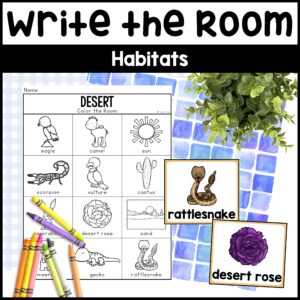 Write the Room Habitats Scavenger Hunts: Habitats Writing Center – Pond, Desert, Rainforest, Ocean